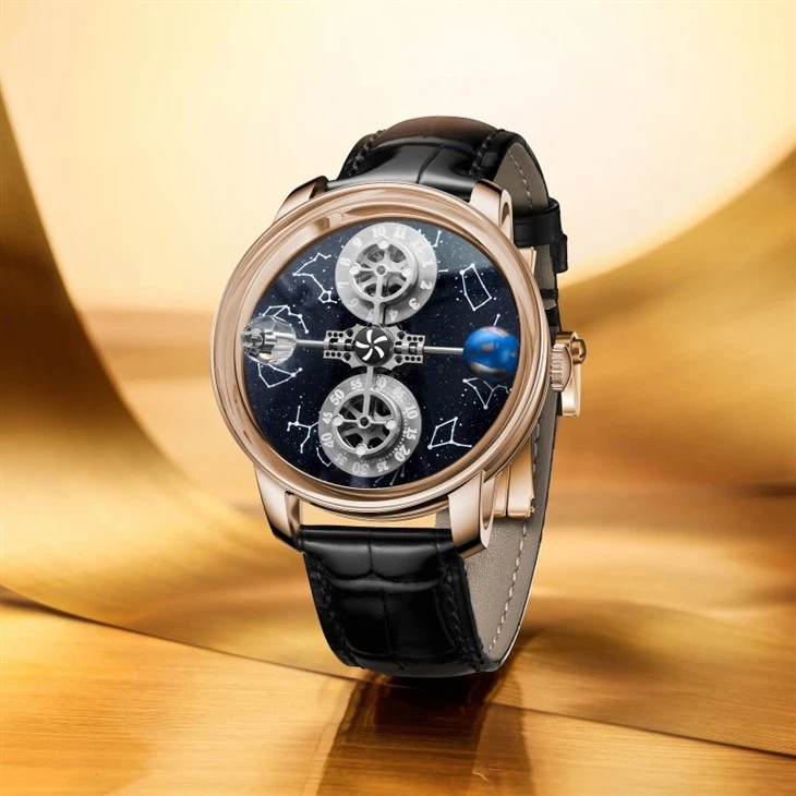 New Design Miyota 8215 Celestial Body Starry Mechanical Watch Sapphire Waterproof Men Golden Wrist Watches