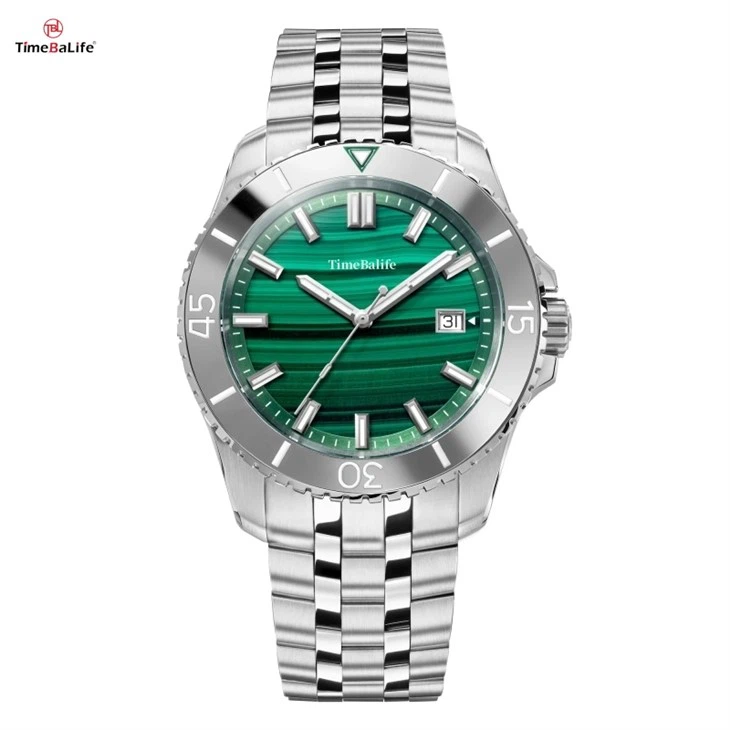 OEM Custom Men Menerical Watch Pure Natural Malachite Dial