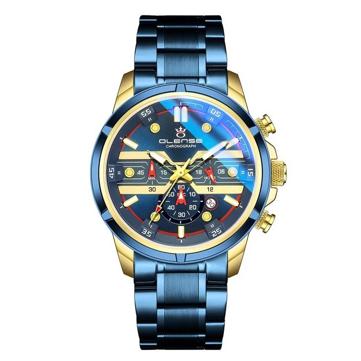 2020 New Blu-ray Sports Men's Fashion Watch Stainless Steel Sports Brand Men Multi-Function Quartz Watch